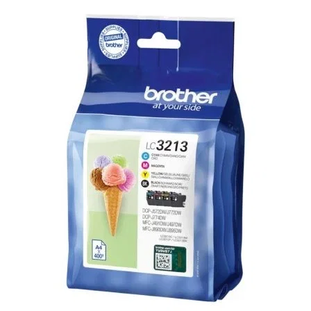 Brother LC3213VAL Pack de 4 Cartuchos de Tinta (Negro, Cian, Magenta, Amarillo) Alta Capacidad